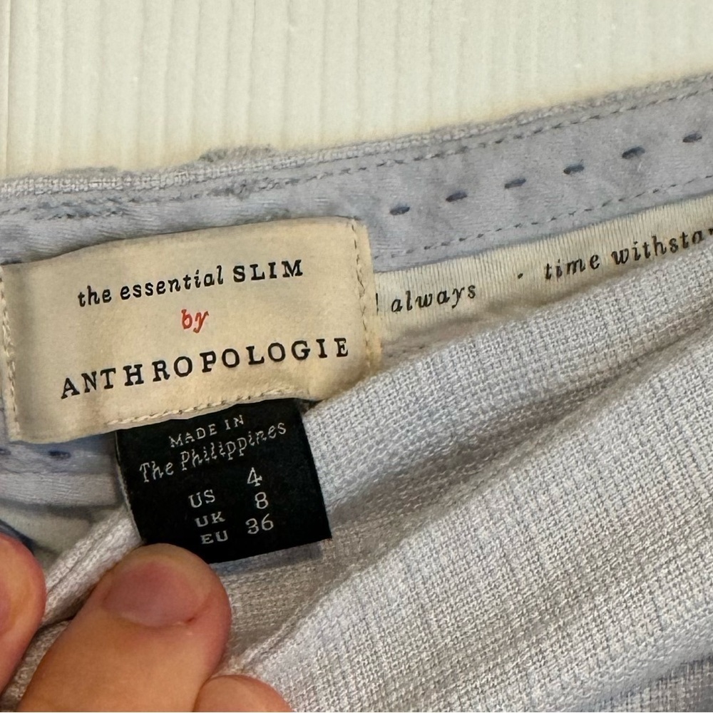 Anthropologie The Essential Slim Chino light blue textured pants - Picture 7 of 12